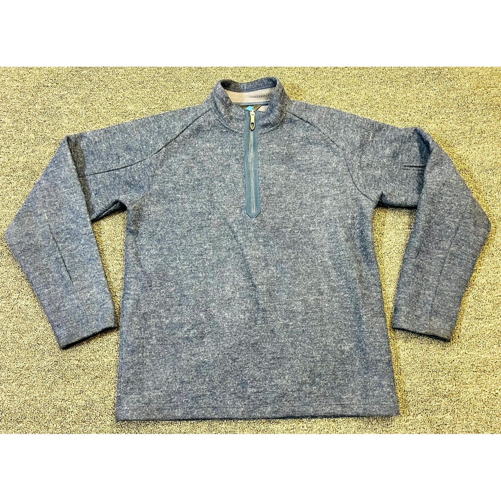 Eastern Mountain Sports Sweater Mens Small Gray Wool Blend 1/4 Mock Neck Outdoor